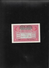 Austria Austro Ungaria 2 kronen korona 1917 (1919) supratipar Deutschosterreich seria527750 xf-aunc