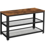 VASAGLE Raft pentru pantofi cu 2 polite, 73x30x45cm, otel, stil industrial, maro rustic si negru Household NewTrend