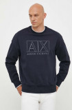 Armani Exchange bluza barbati, culoarea albastru marin, cu imprimeu