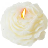 Lumanare parfumata, flippy, model trandafir, ardere 10h, 70 g, 7.5 x 3.5 cm, parfum de tuberoza, alb
