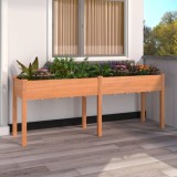 vidaXL Jardinieră cu căptușeală, maro, 203x53x76 cm, lemn masiv brad