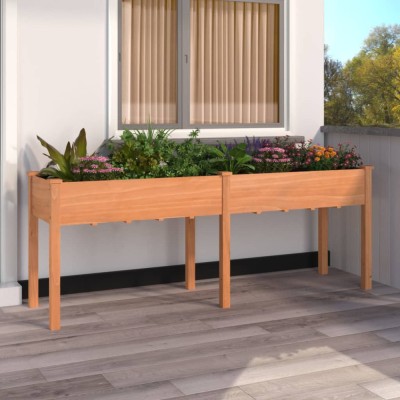 vidaXL Jardinieră cu căptușeală, maro, 203x53x76 cm, lemn masiv brad foto
