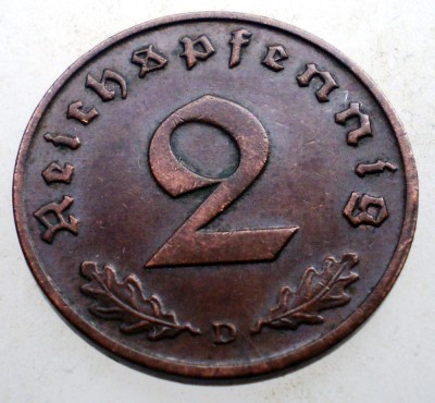 2.839 GERMANIA 2 REICHSPFENNIG 1938 D foto
