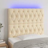 vidaXL Tăblie de pat cu LED, crem, 100x7x118/128 cm, textil