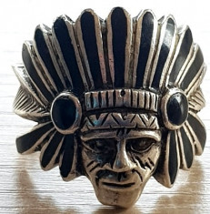 Ghiul CAP de INDIAN Inel argint 925 - Art Nouveau - bijuterii unicat foto