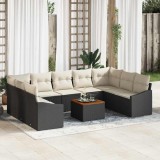 VidaXL Set Canapea Grădină 10 pcs Negru, alb 55 x 55 x 37 cm Ratan