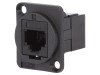 Conector adaptor CLIFF FT RJ11 6p4c pentru montare pe panou, plastic, negru, model CP30223