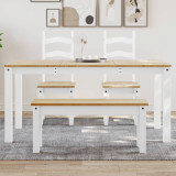 VidaXL Masă de sufragerie &bdquo;Panama&rdquo;, alb, 160x80x75 cm, lemn masiv pin