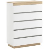 HOMCOM Comodă cu 5 Sertare din Lemn, Comodă pentru Dormitor cu Dispozitiv Anti-Răsturnare, 80x40x109 cm, Alb | Aosom Romania