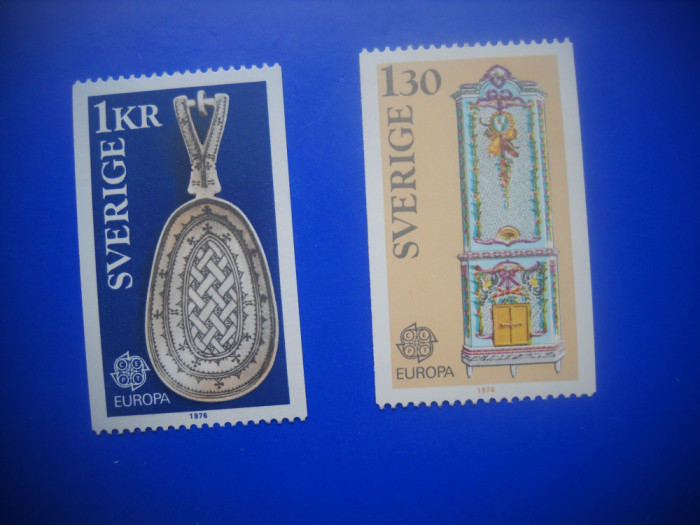 HOPCT TIMBRE SUEDIA MNH 1041 EUROPA CEPT -2 VALORI 1976-NESTAMPILAT