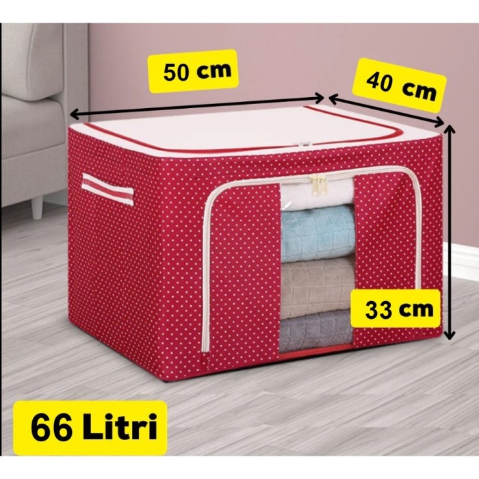Cutie de depozitare pliabila, flippy, 66 l, din tesatura oxford, 50x40x33 cm, fereastra frontala, 2 usi de acces cu fermoar bidirectional, cadru metal