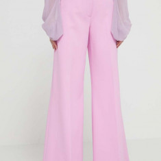 Blugirl Blumarine pantaloni femei, culoarea roz, lat, high waist RA4129.T3191