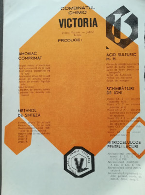 1969 Reclama Combinatul Chimic VICTORIA 24 x 17 cm comunism Brasov foto