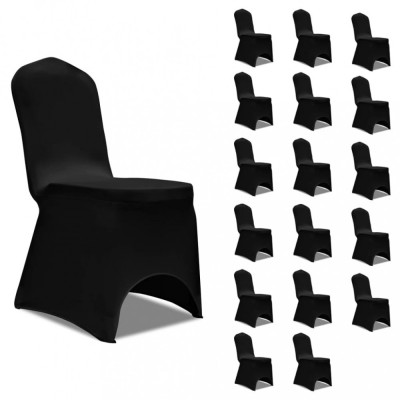 Huse de scaun elastice, 18 buc., negru foto