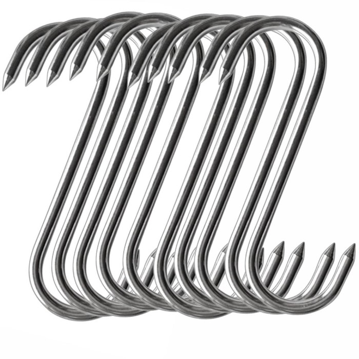 Set 10 carlige rezistente pentru macelarie, otel gros, 16 cm