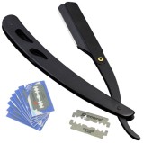 Brici Barbierit Clasic Otel Inoxidabil Negru + 5 Lame Ras Interschimbabile, Barbati, Corp
