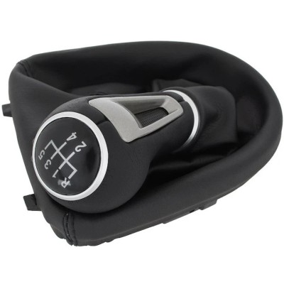 Nuca schimbator de viteze cu manson, Modecar, Piele ecologica, 5 viteze, Compatibil Seat Leon II 05-13, Negru foto