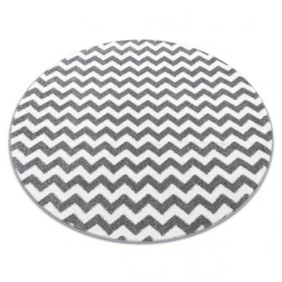 Covor Sketch rotund - F561 gri și alb - Zig Zag, cerc 100 cm foto