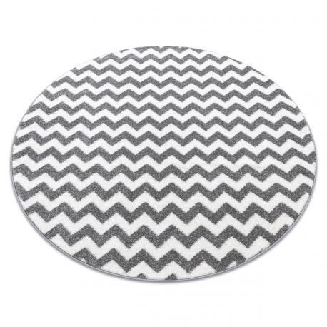 Covor Sketch rotund - F561 gri și alb - Zig Zag, cerc 100 cm