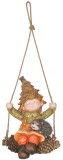Decoratiune gradina din ceramica, fetita pe con de brad, 33x26x43 cm