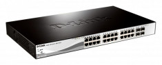 Switch D-Link DES-1210-28P, 24 porturi 10/100Mbps, 2 porturi Combo 1000BaseT/SFP, 2 porturi Gigabit, 24 porturi PoE 802.3af, PoE Budget 193W, Capacity foto