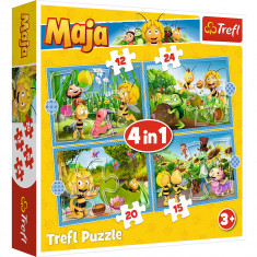 Puzzle Trefl 4 in 1 - Aventurile Albinutei Maya, 12 15 20 24 piese foto