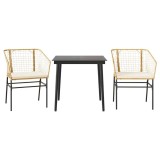 Cumpara ieftin Set mobilier de gradina cu perne 3 piese maro sticla polirattan