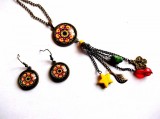 Set mandala cu sticla si howlite color, set colier si cercei 34001