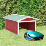 VidaXL Garaj mașină de tuns iarba robot roșu&amp;alb 72x87x50 cm lemn brad