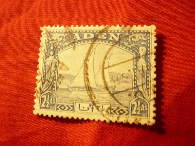 Timbru ADEN colonie Britanica 1937 - Corabie , val. 2 1/2 asi ,albastru , stamp. foto