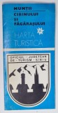 MUNTII CIBINULUI SI FAGARASULUI , HARTA TURISTICA , ANII '70 , TEXT IN ROMANA , FRANCEZA , GERMANA