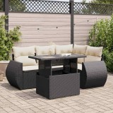 Cumpara ieftin Gossi set mobilier de gradina cu perne, 5 piese, negru, poliratan
