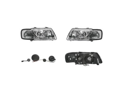 Set faruri tuning AUDI A3 (8L), 01.1996-04.2003, Taiwan, partea stanga+dreapta, pozitie pe LED;tip bec H1+H1; manual/electric; transparent, argintiu; foto