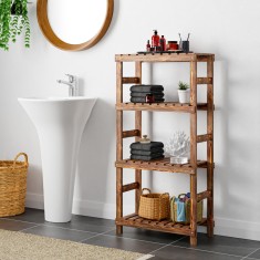 Raft baie Kinnula 120x60x30cm brad vopsit lemn nuanta inchisa [en.casa] HausGarden Leisure foto