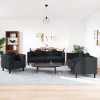 VidaXL Set de canapele cu perne, 3 piese, negru, catifea 3209252