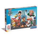 Patrula Catelusilor - Puzzle Maxi Clementoni cu 104 Piese, Dimensiune 62x42 cm, SuperColor