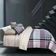 Lenjerie de pat pentru o persoana cu 2 huse de perna patrata, Amidala, bumbac mercerizat, multicolor