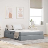 Cumpara ieftin Pat cu saltea si spatiu de depozitare Gri deschis 140 x 190 cm