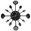Ceas perete cu model lingura/furculita, negru, 40 cm, aluminiu