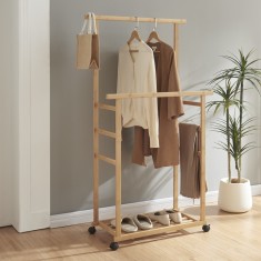 Suport haine Ilmajok 147x70x36cm mobil pe 4 roti [en.casa] HausGarden Leisure foto