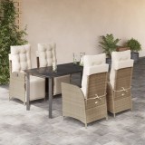 vidaXL Set mobilier de grădină cu perne, 5 piese, bej, poliratan