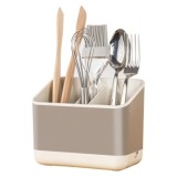 Uscator de tacamuri, Suport de scurgere si Organizator CRALEX Mora, Bej, 5 Compartimente, Tava de scurgere detasabila, Design Modern, Material Durabil