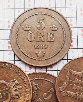 1392 Suedia 5 ore 1903 Oscar II (large letters) (tiraj 243.000) km 757 foto