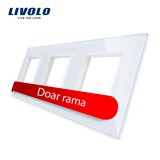 Cumpara ieftin Rama tripla Livolo din sticla alba pentru prize modulare