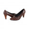 Pantofi cu toc dama piele naturala - Salamandra Design maro - Marimea 39
