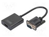 Convertor HDMI la VGA și Jack 3,5mm DIGITUS 0,15m negru