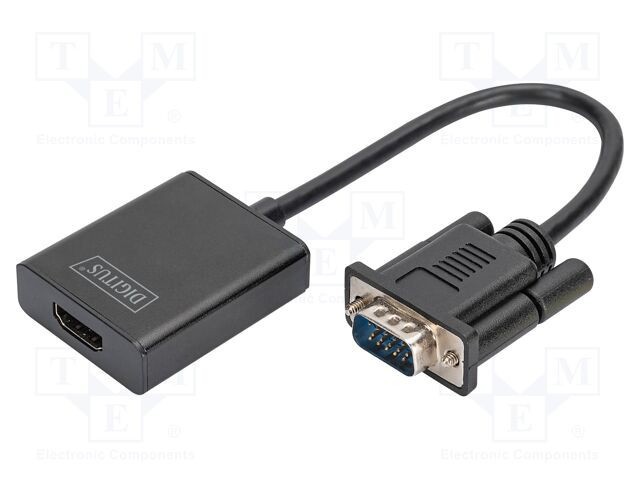 Convertor HDMI la VGA și Jack 3,5mm DIGITUS 0,15m negru