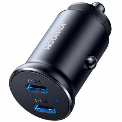 Incarcator Auto Joyroom JR-CCN06, 30W, 3A, 2 x USB-C, Negru foto