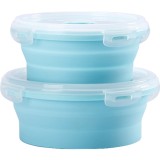 Set 2 caserole rotunde pliabile flippy, din silicon, rezistenta la temperaturi ridicate, usor de depozitat si curatat, 500 si 800 ml, utilizare in cup