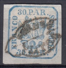 ROMANIA 1864 LP 13 PRINCIPATELE UNITE EMISIUNEA II- a 30 PARALE STAMPILAT FRANCO PIATRA